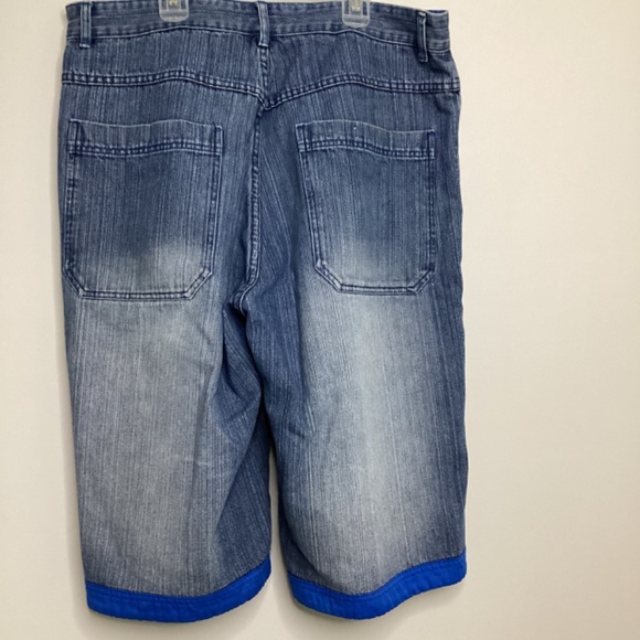 God Body Vintage Denim Shorts Y2K Hip Hop Blue Trim Mens 36 Retro Body Body Deni - Picture 4 of 10